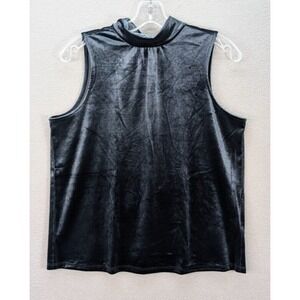 Women's Velvet Tank Top High Neck Whimsigoth Tie Back Classic Stretch Size Small